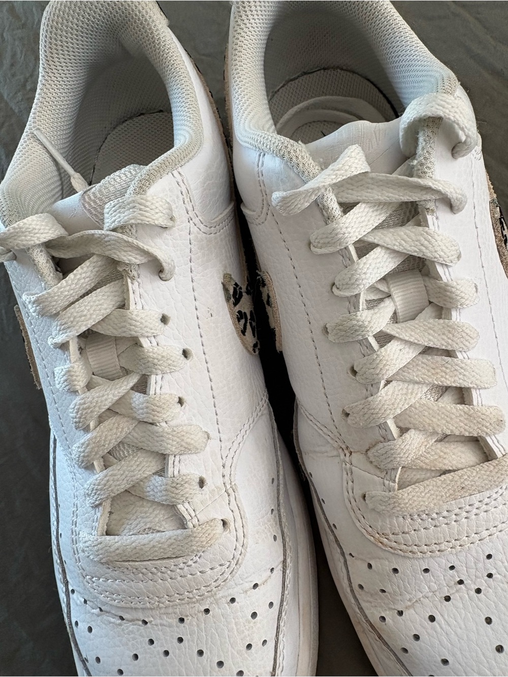 Nike Court Vision Low Leopard Swoosh White Leather. Size 9.5. - Picture 12 of 14